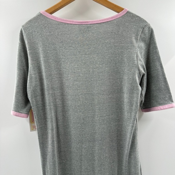 LuLaRoe Julia Midi Dress Medium Heathered Grey with Pink Trim NWT - Picture 7 of 7